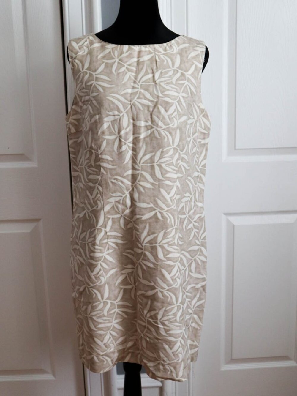 Vtg Silk & Linen Sheath Dress Sz 10 Floral Botanical Leaf Print Valerie Stevens